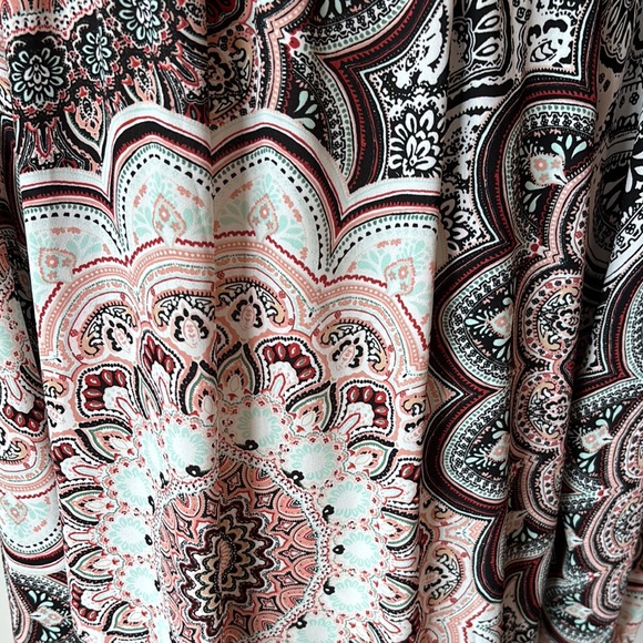 Soho Pink and Brown Long Sleeve Tie Front Blouse - Picture 5 of 7